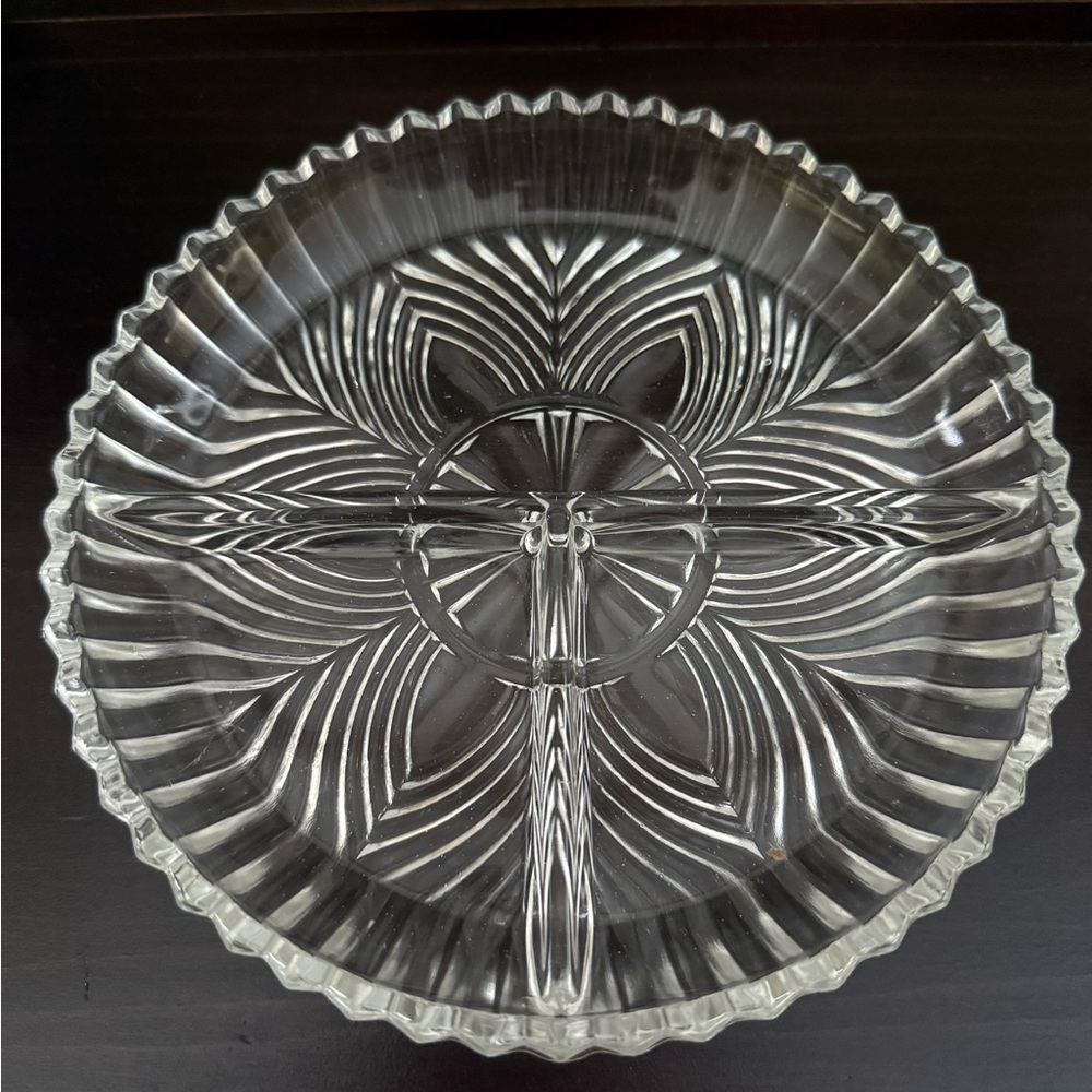 Elegant Clear Glass Divided Serving Dish